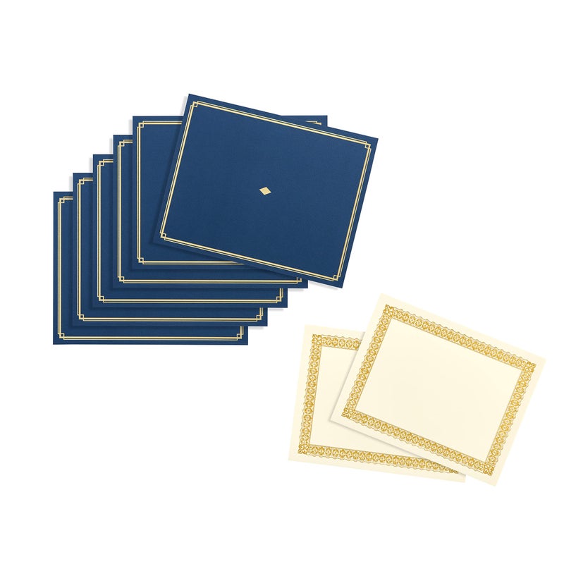 Gartner Studios Certificate Kit  Includes 60 Blue Certificate Holders and 60 Gold Foil Certificate Papers  120 Total Pieces (97436) - Image 1